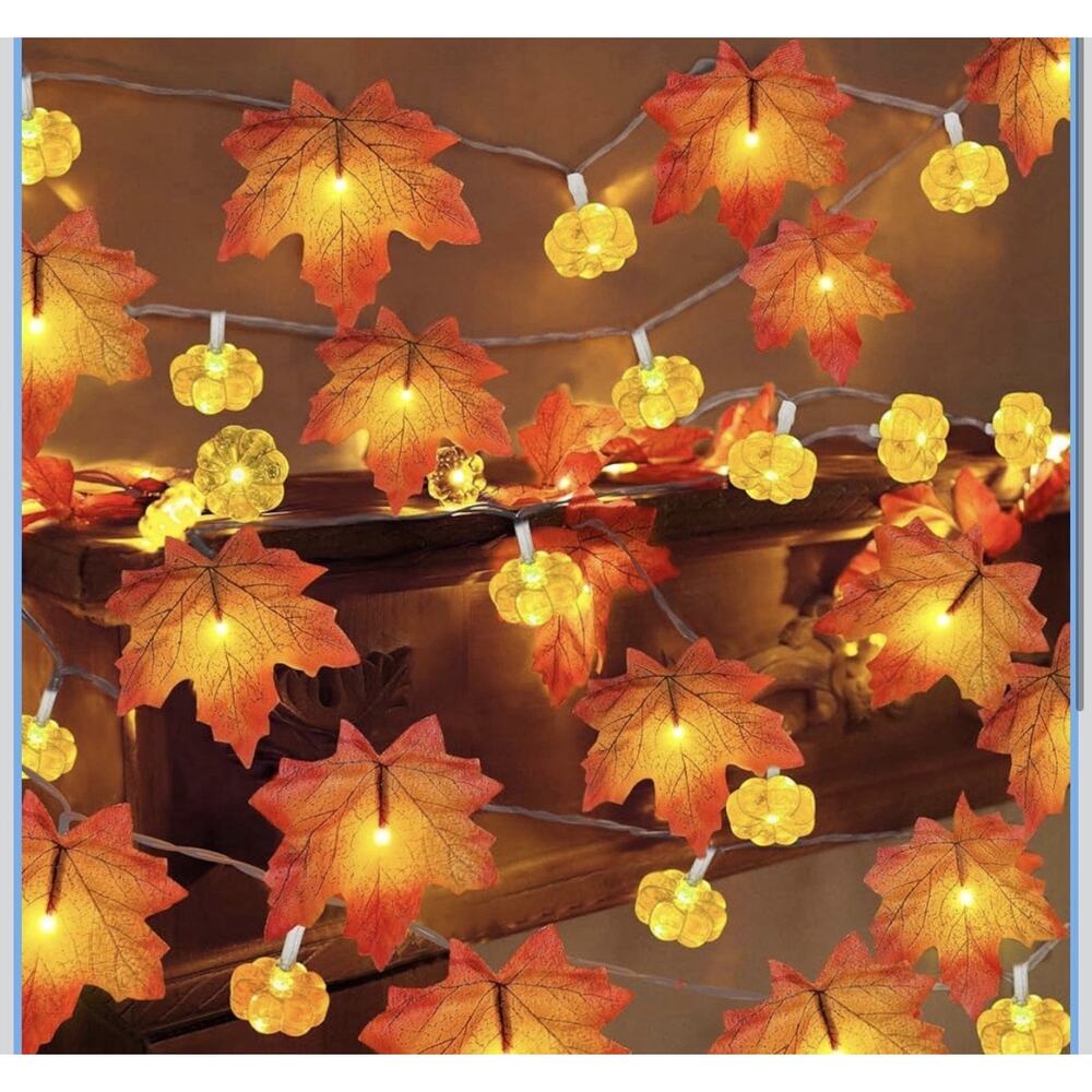 2 Pack & Timer - Fall Garland with Pumpkin Lights Fall Decorations for Home 60 L